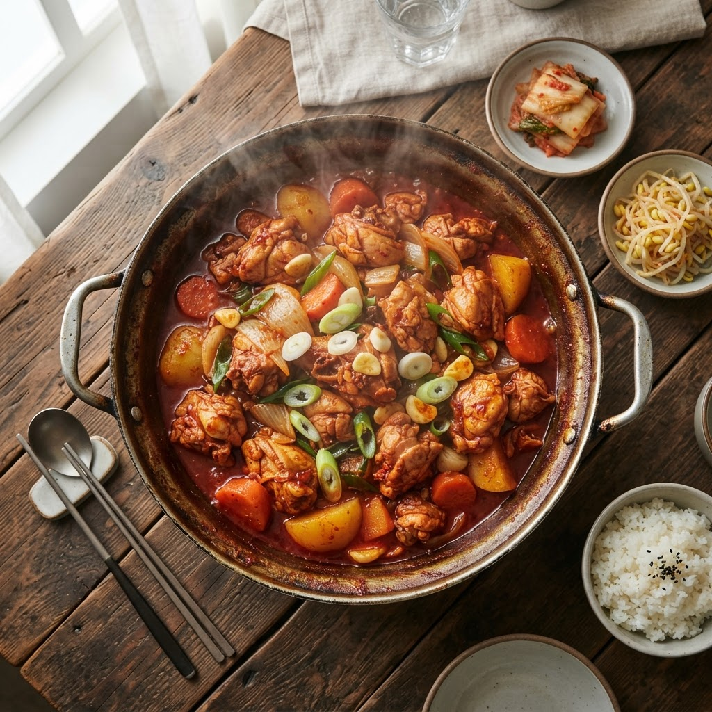 Dak-bokkeum-tang (Spicy Braised Chicken)