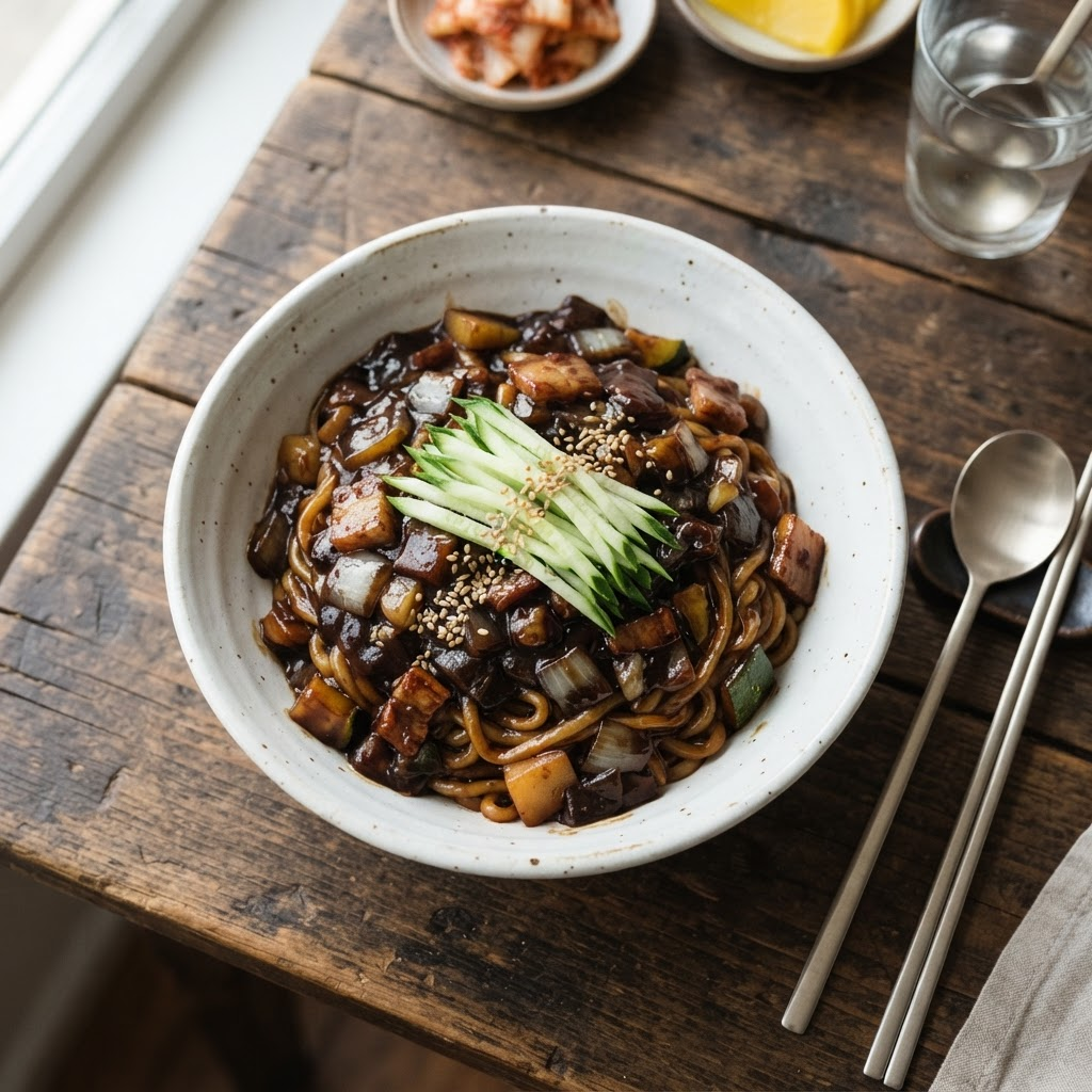 Jjajangmyeon (Black Bean Noodles)
