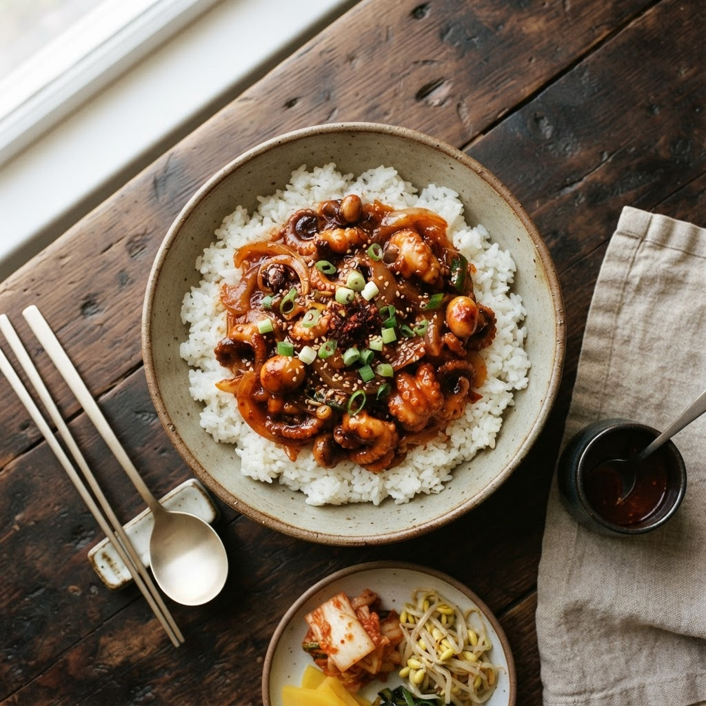 Nakji Deopbap (Spicy Octopus Rice)
